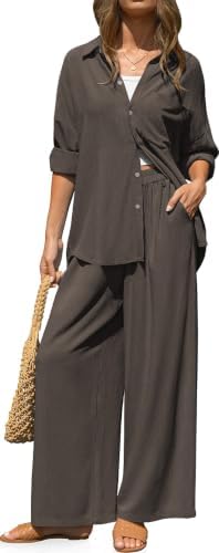 Womens Linen 2 Piece Outfits Casual Lounge Sets
