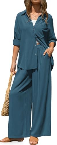 Womens Linen 2 Piece Outfits Casual Lounge Sets