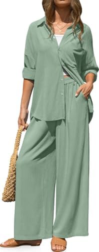 Womens Linen 2 Piece Outfits Casual Lounge Sets