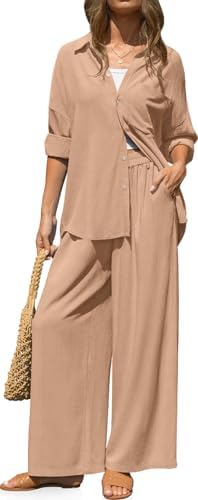 Womens Linen 2 Piece Outfits Casual Lounge Sets