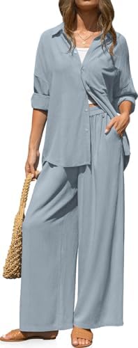 Womens Linen 2 Piece Outfits Casual Lounge Sets