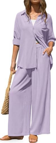 Womens Linen 2 Piece Outfits Casual Lounge Sets