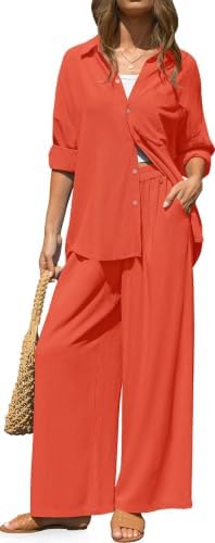 Womens Linen 2 Piece Outfits Casual Lounge Sets