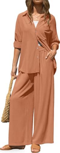Womens Linen 2 Piece Outfits Casual Lounge Sets