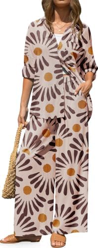 Womens Linen 2 Piece Outfits Casual Lounge Sets