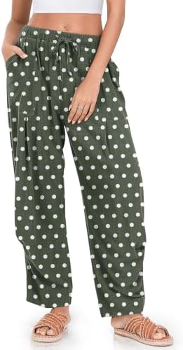 Womens Linen Barrel Pants Casual Summer Travel Lounge Trousers