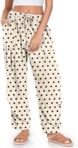 Womens Linen Barrel Pants Casual Summer Travel Lounge Trousers