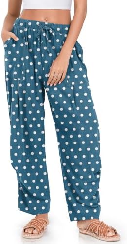 Womens Linen Barrel Pants Casual Summer Travel Lounge Trousers