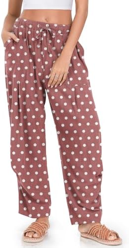 Womens Linen Barrel Pants Casual Summer Travel Lounge Trousers