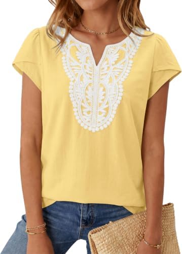 Women's Linen Cap Sleeve T Shirts Boho Tops Summer Blouses