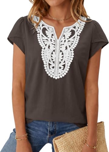 Women's Linen Cap Sleeve T Shirts Boho Tops Summer Blouses