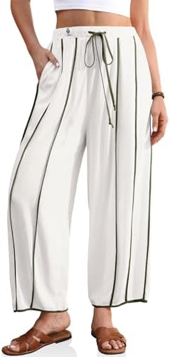 Womens Linen Harem Pants Loose Casual Wide Leg Summer Boho Beach Travel