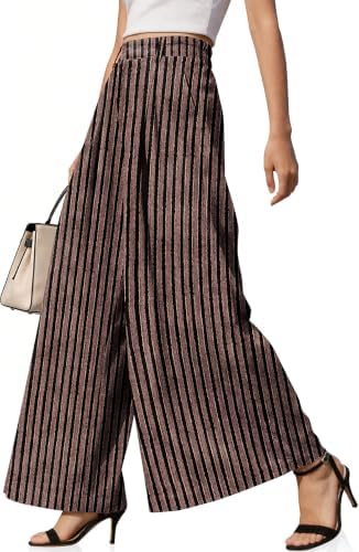 Womens Linen Palazzo Pants High Waist Wide Leg Casual Office Trousers