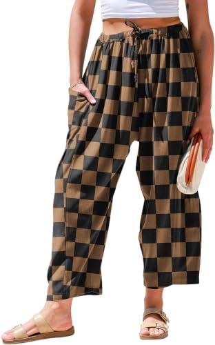 Womens Linen Palazzo Pants Wide Leg Casual Loose Drawstring Pants