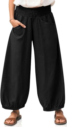 Women Linen Pants 2025 Summer Wide Leg Casual Loose Boho Wide Leg High