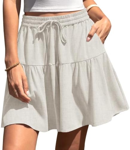 Womens Linen Skirt Pants Wide Leg Flowy Shorts Skort