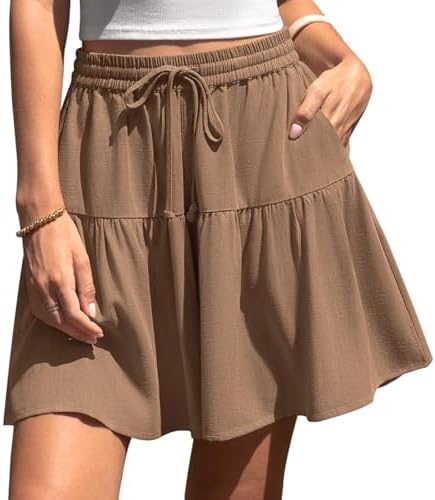 Womens Linen Skirt Pants Wide Leg Flowy Shorts Skort