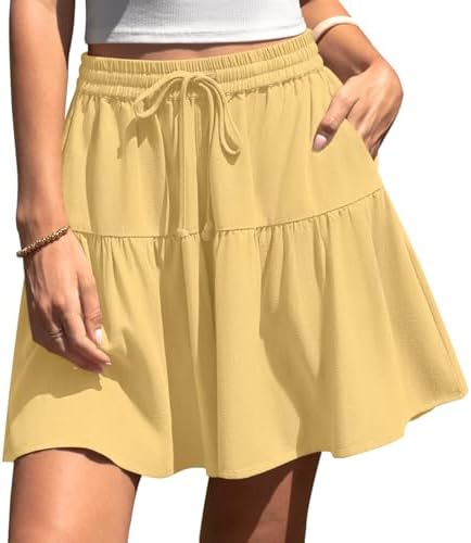 Womens Linen Skirt Pants Wide Leg Flowy Shorts Skort