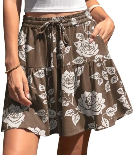 Womens Linen Skirt Pants Wide Leg Flowy Shorts Skort