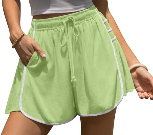 Women Linen Skort Shorts Elastic Waist Casual Summer Loose Fit Y2K