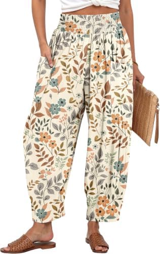Women's Linen Wide Leg Pants Baggy High Waist Palazzo Pants
