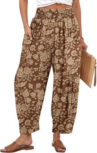 Women's Linen Wide Leg Pants Baggy High Waist Palazzo Pants