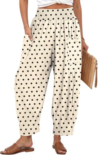 Women's Linen Wide Leg Pants Baggy High Waist Palazzo Pants