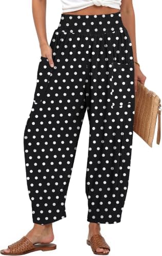Women's Linen Wide Leg Pants Baggy High Waist Palazzo Pants