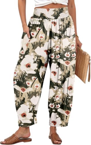Women's Linen Wide Leg Pants Baggy High Waist Palazzo Pants