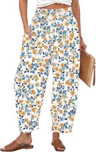 Women's Linen Wide Leg Pants Baggy High Waist Palazzo Pants