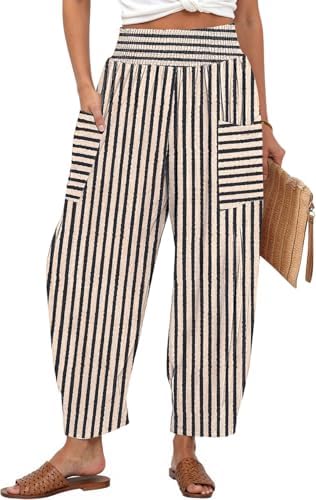 Women's Linen Wide Leg Pants Baggy High Waist Palazzo Pants