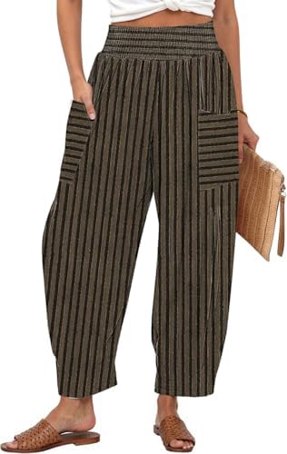 Women's Linen Wide Leg Pants Baggy High Waist Palazzo Pants