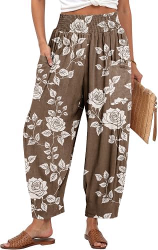 Women's Linen Wide Leg Pants Baggy High Waist Palazzo Pants
