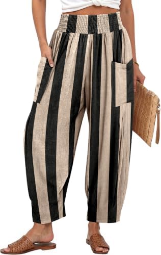 Women's Linen Wide Leg Pants Baggy High Waist Palazzo Pants