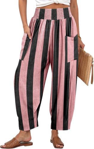 Women's Linen Wide Leg Pants Baggy High Waist Palazzo Pants