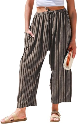 Womens Linen Wide Leg Pants Casual Loose Palazzo Harem Pants
