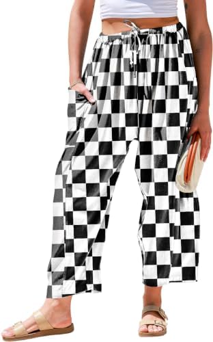 Womens Linen Wide Leg Pants Casual Loose Palazzo Harem Pants