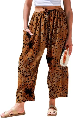 Womens Linen Wide Leg Pants Casual Loose Palazzo Harem Pants