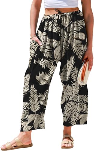 Womens Linen Wide Leg Pants Casual Loose Palazzo Harem Pants