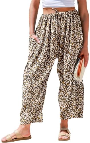 Womens Linen Wide Leg Pants Casual Loose Palazzo Harem Pants