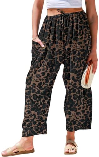 Womens Linen Wide Leg Pants Casual Loose Palazzo Harem Pants