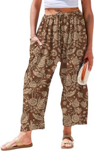 Womens Linen Wide Leg Pants Casual Loose Palazzo Harem Pants