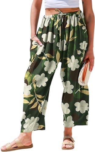 Womens Linen Wide Leg Pants Casual Loose Palazzo Harem Pants