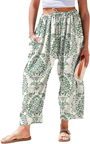 Womens Linen Wide Leg Pants Casual Loose Palazzo Harem Pants