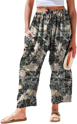 Womens Linen Wide Leg Pants Casual Loose Palazzo Harem Pants