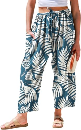 Womens Linen Wide Leg Pants Casual Loose Palazzo Harem Pants