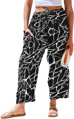 Womens Linen Wide Leg Pants Casual Loose Palazzo Harem Pants