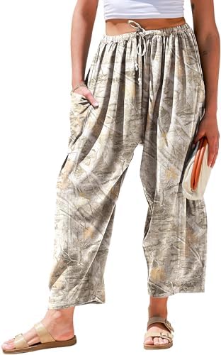 Womens Linen Wide Leg Pants Casual Loose Palazzo Harem Pants
