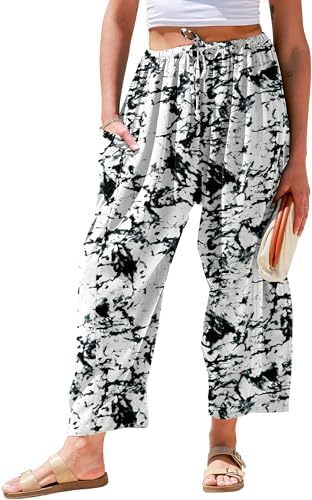 Womens Linen Wide Leg Pants Casual Loose Palazzo Harem Pants