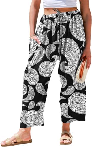 Womens Linen Wide Leg Pants Casual Loose Palazzo Harem Pants
